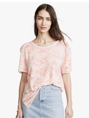 Free People Tourist Tee Light Pink Floral. Sz S